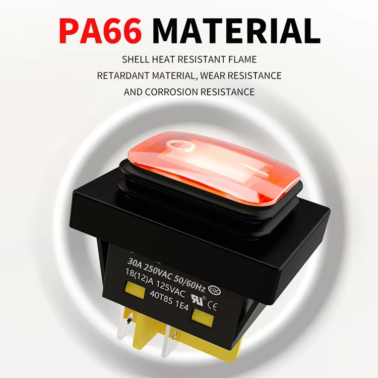 FILN 220V 30A Split Dustproof Boat-type Switch With Light, Specifications: Waterproof 4 Pin 2 Gear Red Light