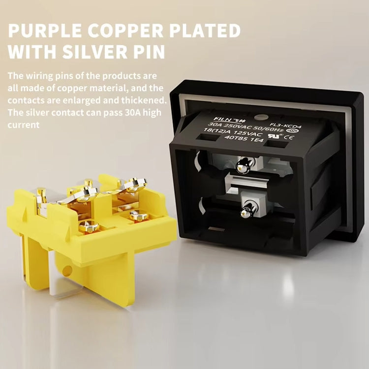 FILN 220V 30A Split Dustproof Boat-type Switch With Light, Specifications: No Waterproof 6 Pin 3 Gear Green Light