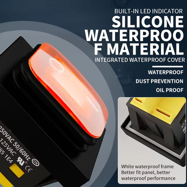 FILN 220V 30A Split Dustproof Boat-type Switch With Light, Specifications: No Waterproof 4 Pin 2 Gear Blue Light
