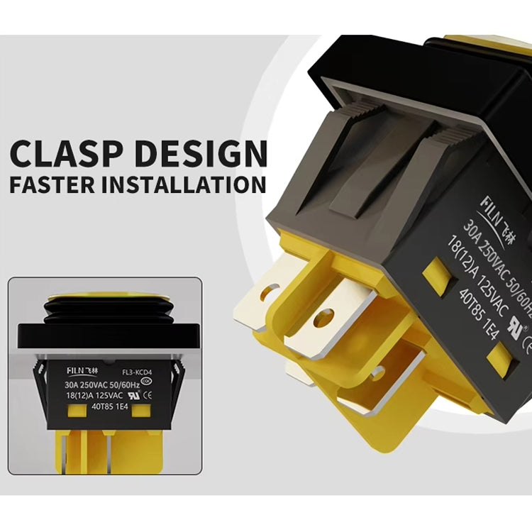 FILN 220V 30A Split Dustproof Boat-type Switch With Light, Specifications: Aluminum 4 Pin 2 Gear Green Light