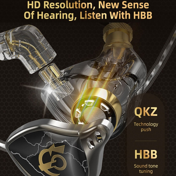 QKZ HBB With Microphone 3.5mm Mobile Phone Earphones Sports In-Ear Pluggable Stage Earphone