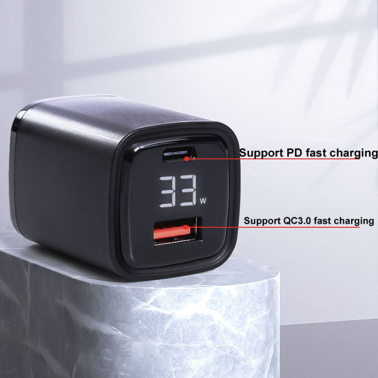 CYKE K02 30W PD+QC3.0 Mobile Phone Digital Display Fast Charger, Plug: EU(Black)