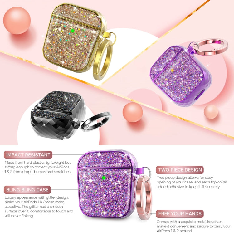 For Airpods 1 / 2 AhaStyle PT119 Wireless Earphone Split Electroplated Protective Case(Gold)
