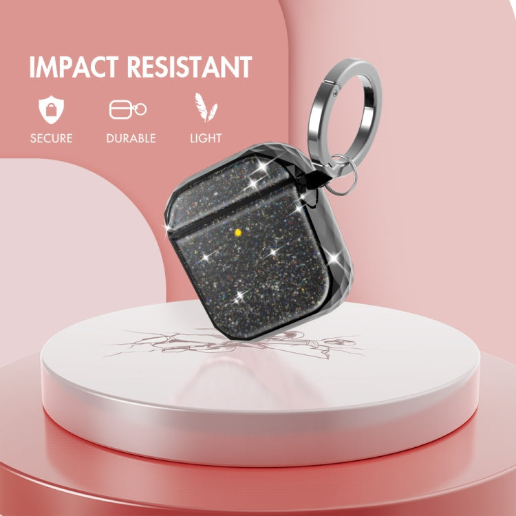 For Airpods 1 / 2 AhaStyle PT119 Wireless Earphone Split Electroplated Protective Case(Black)