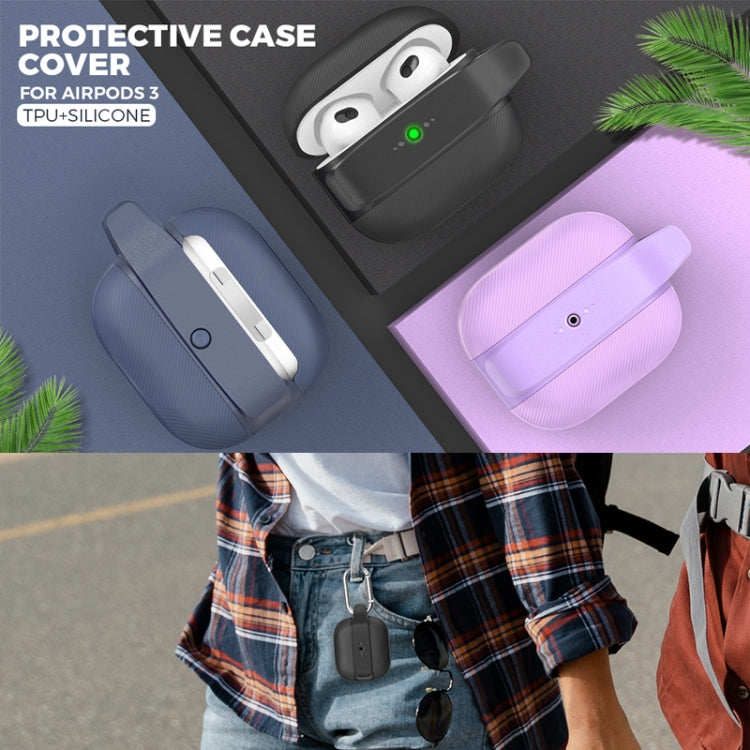 For AirPods 3 AhaStyle PT179 TPU+Silicone Split Protective Case(Black)