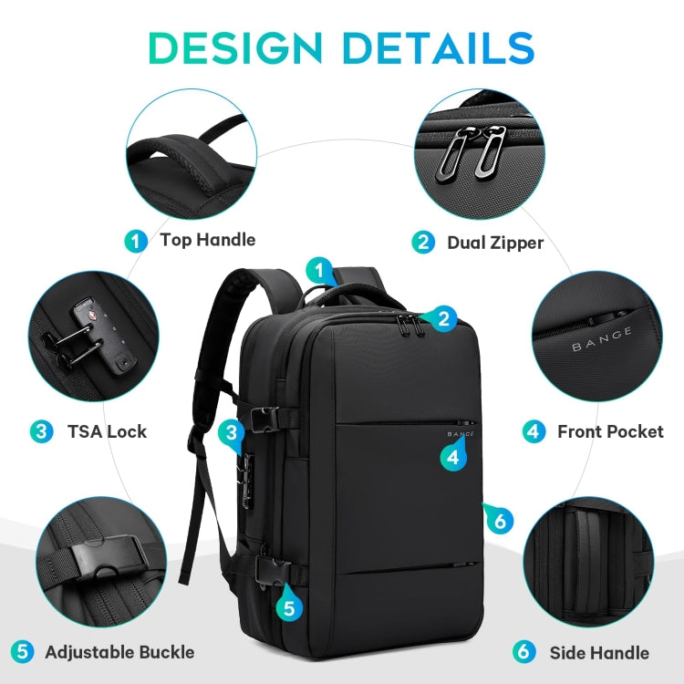 BANGE BG-3028 Men Shoulder Bag Vacuum Compression Large Capacity Expansion Leisure Backpacks(Blue)
