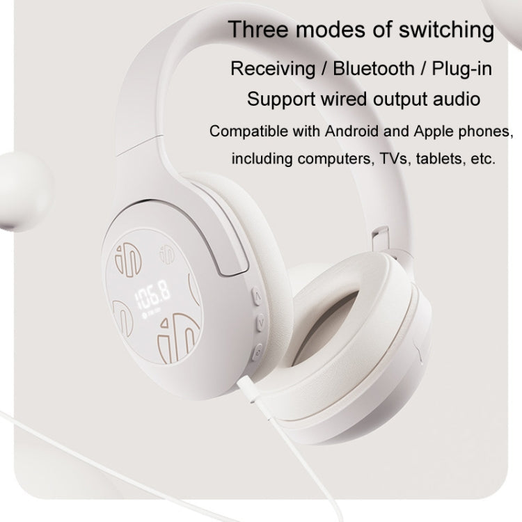 Inphic H1S Bluetooth Wireless Headphones Headset FM Listening Exam Hi-Res Audio Earphones(Khaki)