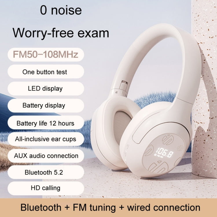 Inphic H1S Bluetooth Wireless Headphones Headset FM Listening Exam Hi-Res Audio Earphones(Khaki)