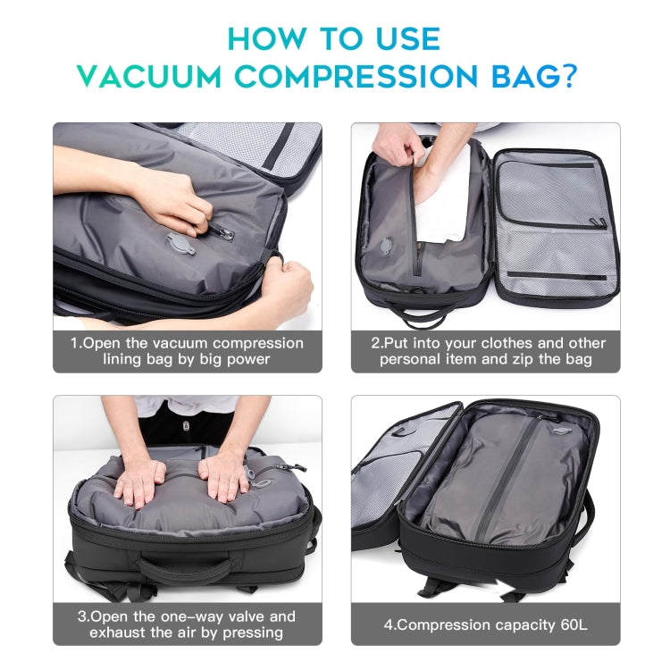 BANGE BG-1909-8 Vacuum Compression Backpack Casual Computer Bag Large Capacity Weighable Business Travel Bag(Black No Pump)