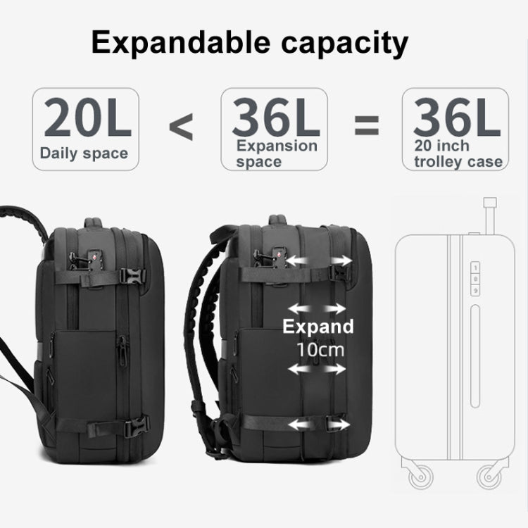 BANGE BG-1909-8 Vacuum Compression Backpack Casual Computer Bag Large Capacity Weighable Business Travel Bag(Black No Pump)