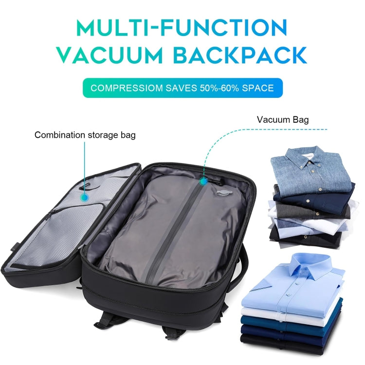 BANGE BG-1909-8 Vacuum Compression Backpack Casual Computer Bag Large Capacity Weighable Business Travel Bag(Black No Pump)