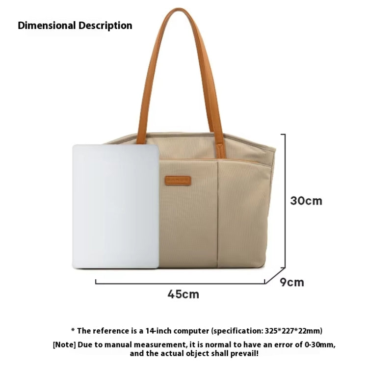 BANGE BG-6803 Ladies Commuter Tote Bag Digital Laptop Bag Large Capacity Handbag(Khaki)