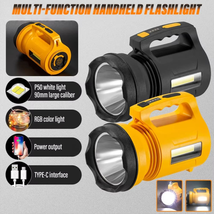E-SMARTER 8W5205-2 Small Carrying Light With RGB Colorful Lamps Outdoor Cycling Searchlight(Black)