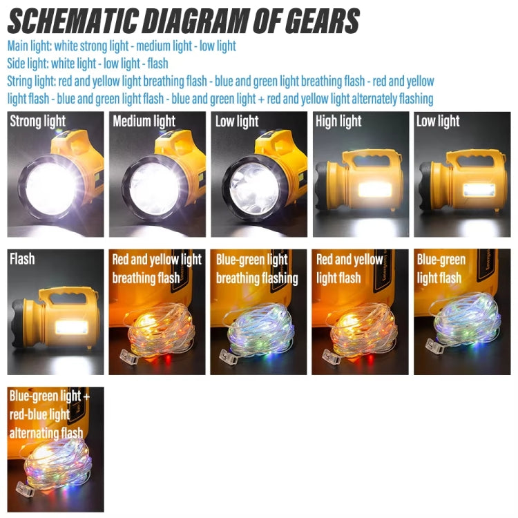 E-SMARTER 8W5205-2 Small Carrying Light With RGB Colorful Lamps Outdoor Cycling Searchlight(Black)