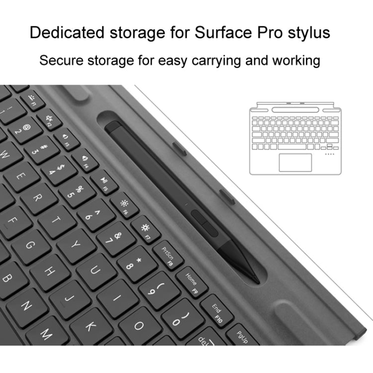 For Microsoft Surface Pro 8 / 9 / 10 / X Bluetooth Keyboard Magnetic Tablet Wireless Touch Backlit Keyboard With Pen Slot, For Microsoft Surface Pro 8 / 9 / 10 / X