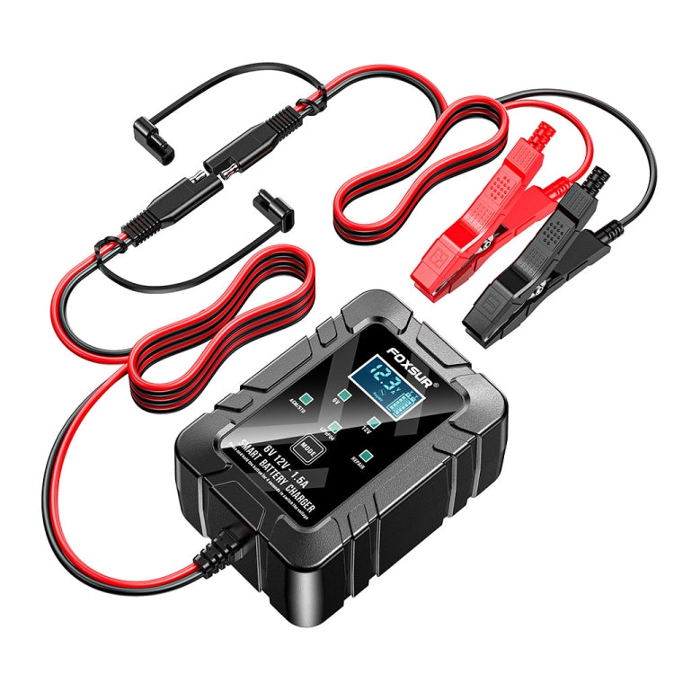 FOXSUR 6V/12V 1.5A Lawn Mower Motorcycle Lead Acid Battery SAE Plug Charger(US Plug)