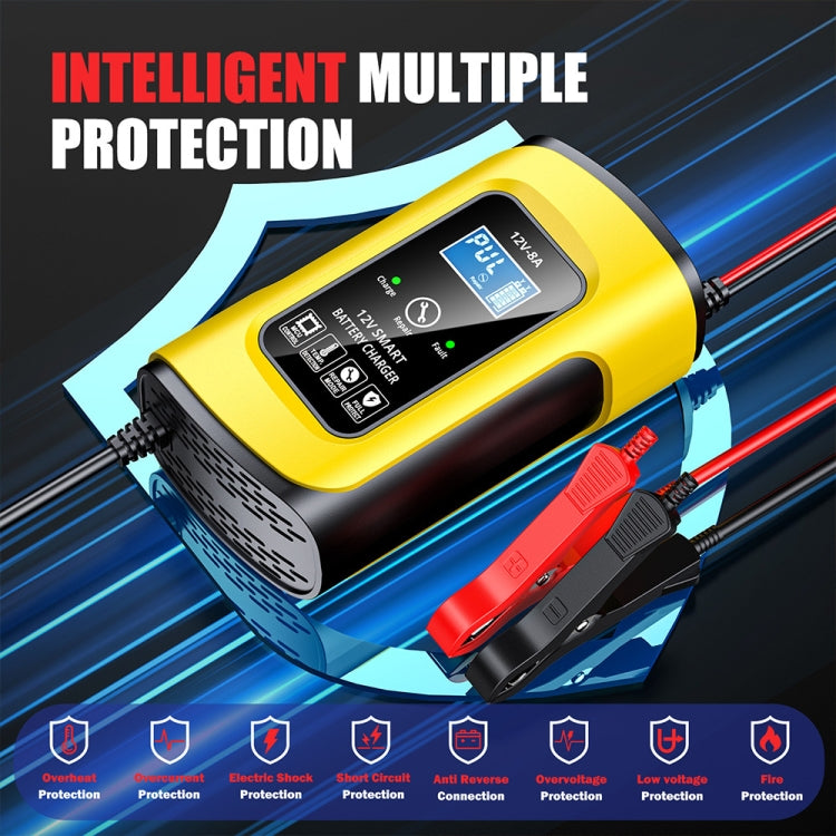 FOXSUR 12V8A SUV Car Motorcycle Intelligent Repair Type Lead-acid Battery Charger(EU Plug)