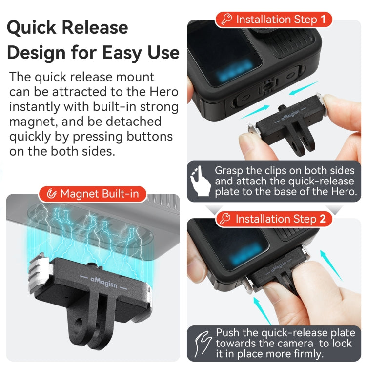 For GoPro HERO13 Black aMagisn Magnetic Quick-release Base Plastic  Adapter Accessories