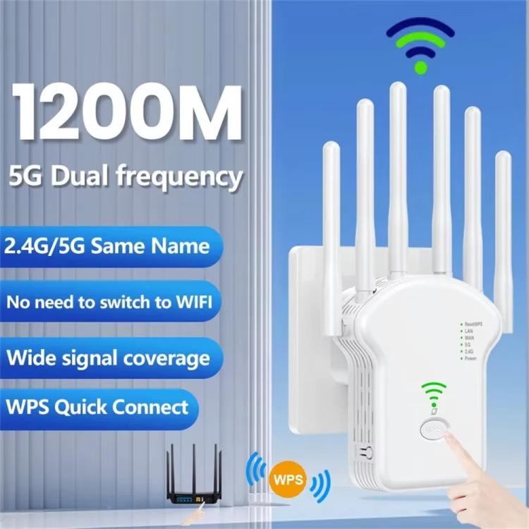 Urant U13 1200Mbps 2.4G/5G Dual Band WiFi Repeater Signal Amplifier US Plug Black