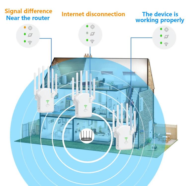 Urant U13 1200Mbps 2.4G/5G Dual Band WiFi Repeater Signal Amplifier US Plug White