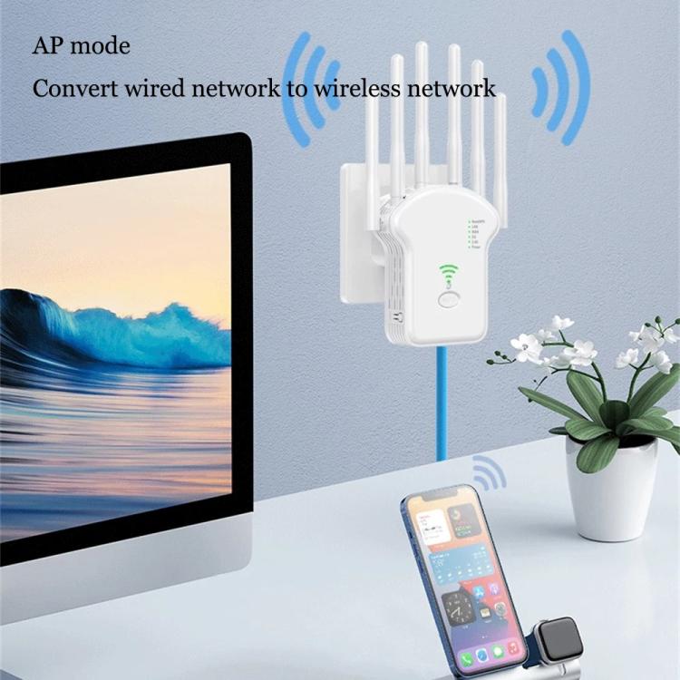 Urant U13 1200Mbps 2.4G/5G Dual Band WiFi Repeater Signal Amplifier US Plug White