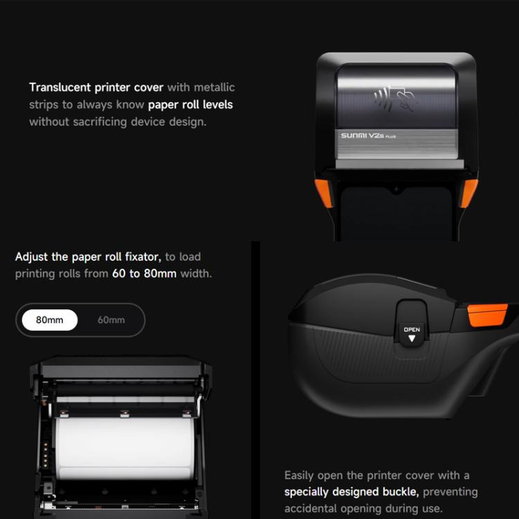 SUNMI V2s PLUS Handheld Cash Register With 80mm Printer Intelligent Mobile Terminal, Spec: 2+16G Standard(EU Plug)