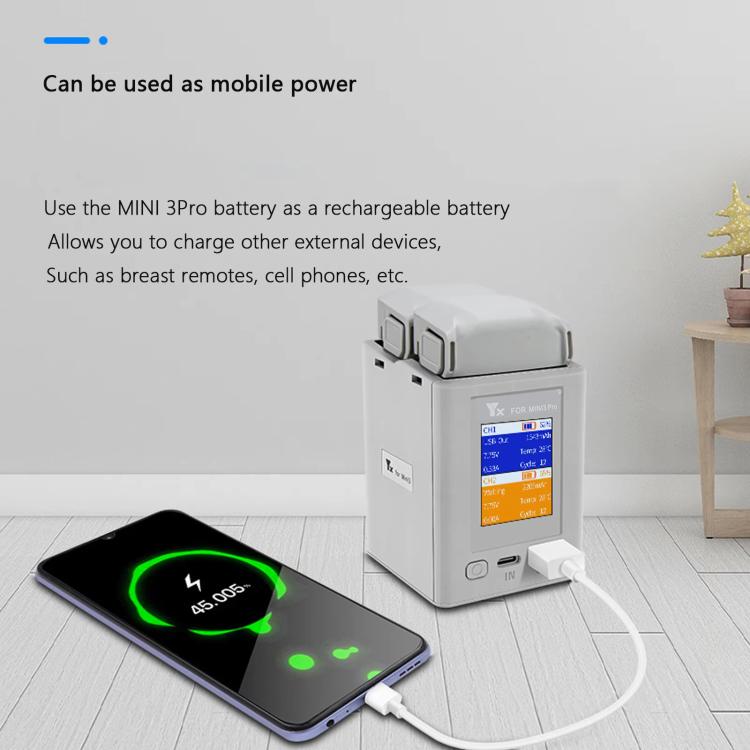 For DJI Mini 4 Pro / Mini 3 Pro / Mini 3 YX Color Screen Dual-way Charger Battery Manager  With 65W US Plug