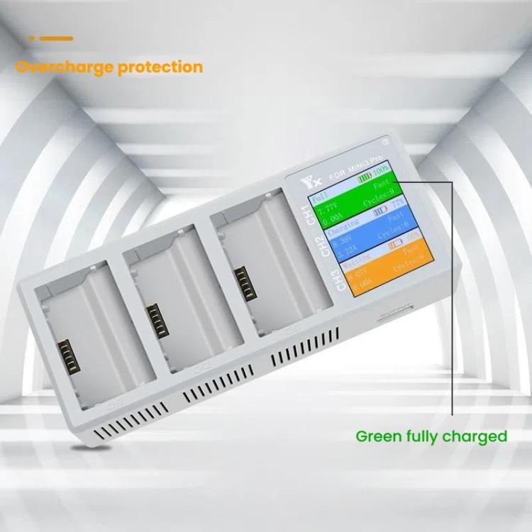 For DJI Mini 4 Pro / Mini 3 Pro / Mini 3 YX Color Screen 3-Way Charger Battery Manager With 65W US Plug