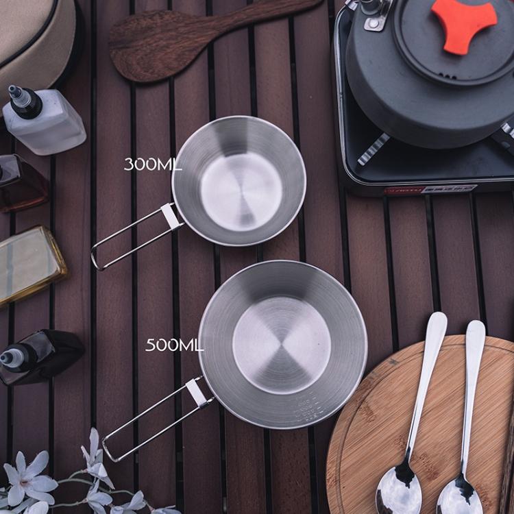 AOTU AT6440 4pcs 300ml Portable Foldable Stainless Steel Bowl With Storage Bag Camping Cutlery Set