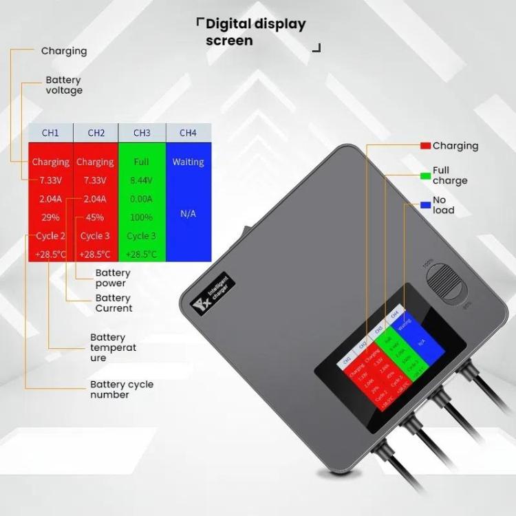 For DJI Mini 4 Pro / Mini 3 Pro / Mini 3 Color Screen Digital Display Four-Way Charger Battery Manager  UK Plug