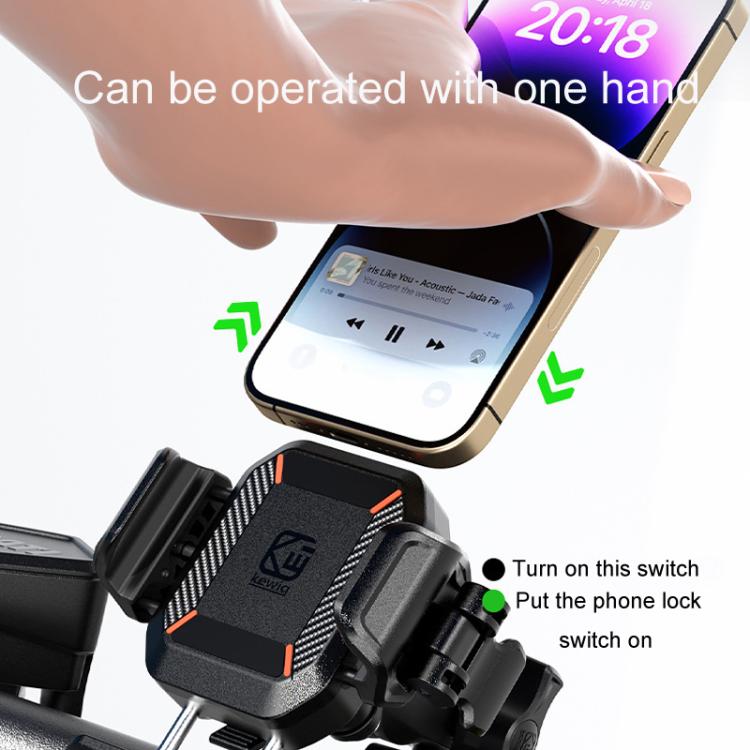 Kewig M33-C2 Outdoor Motorcycle Bike Riding Anti-Theft Shock Absorbing Cell Phone Holder(Mirror Base Model)