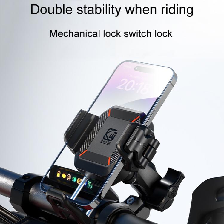 Kewig M33-C2 Outdoor Motorcycle Bike Riding Anti-Theft Shock Absorbing Cell Phone Holder(Mirror Base Model)