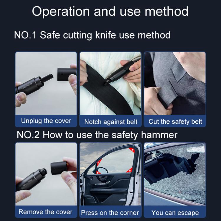 HELLO LEIBOO AD-1 Car Window Breaker Vehicle Multifunctional Escape Safety Hammer(Black)