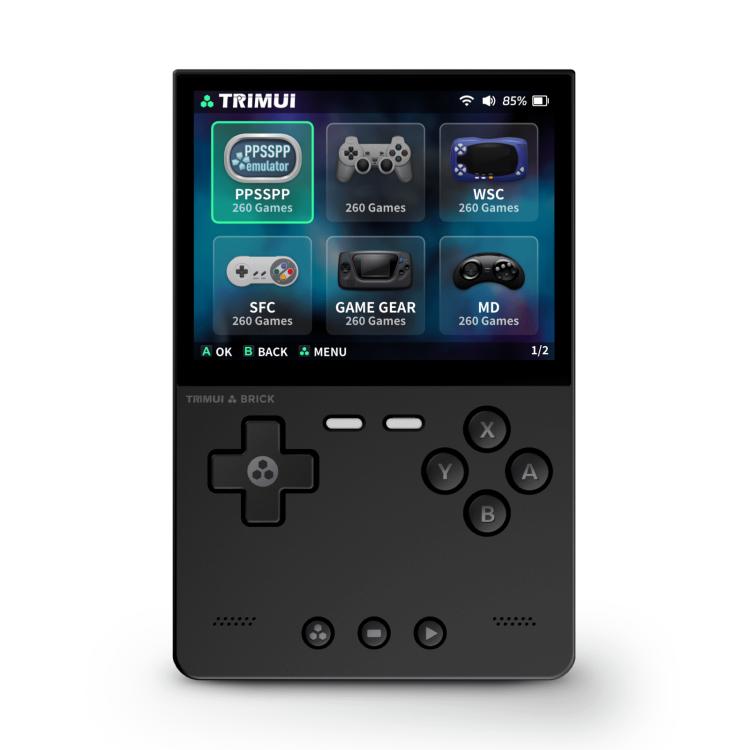 TRIMUI BRICK Open Source Pocket Console Portable Wireless Bluetooth HD Retro Arcade, Size: Standard No Card(Black)