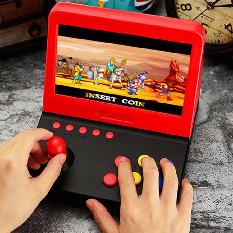 AMPOWN RETRO 7 inch Large Screen Handheld Console Rocker Game Player Open Source Retro Arcade, With Dual Grip(Black Red)