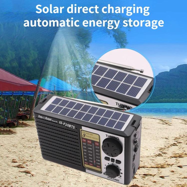 Isolariearth F10BTS Solar Powered Full-Band FM / AM / SW Radio Bluetooth Speaker with Flashlight