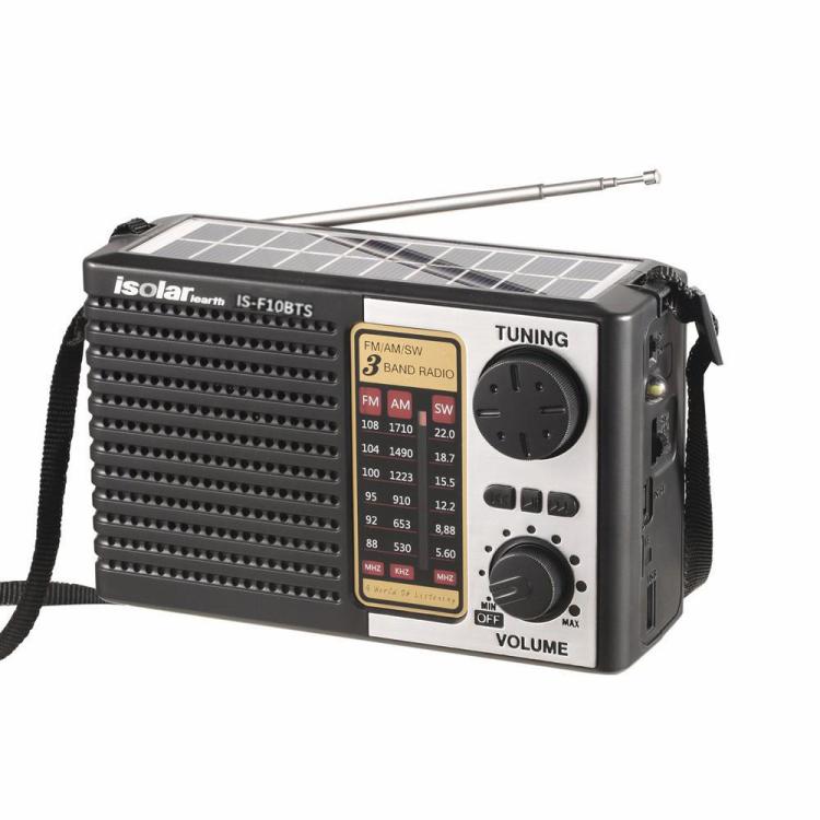Isolariearth F10BTS Solar Powered Full-Band FM / AM / SW Radio Bluetooth Speaker with Flashlight