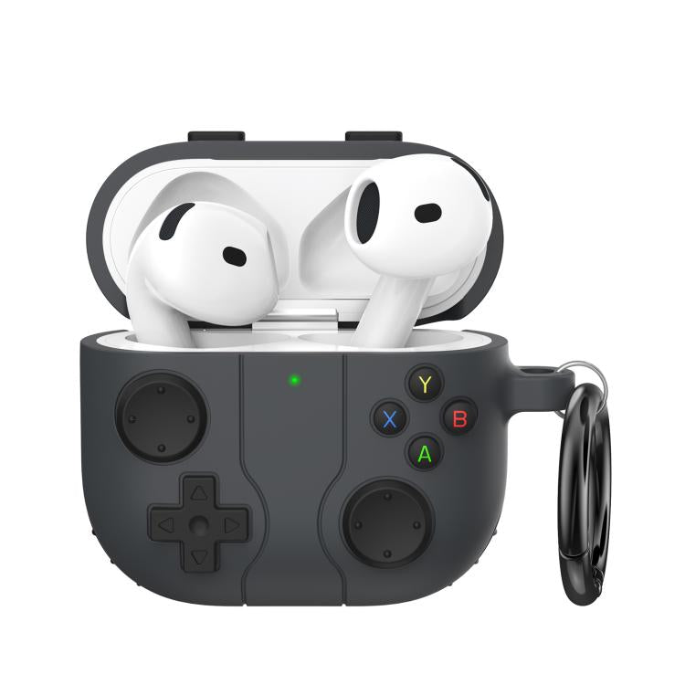 For AirPods 4 AhaStyle WG166 Personalised Game Console Shape Silicone Protective Case(Black)