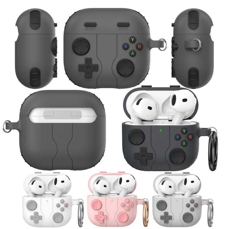 For AirPods 4 AhaStyle WG166 Personalised Game Console Shape Silicone Protective Case(Black)