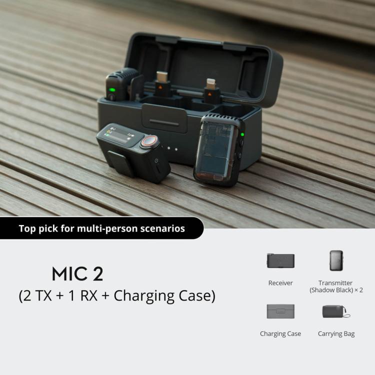 Original 2 TX + 1 RX + Charging Case For DJI Mic 2
