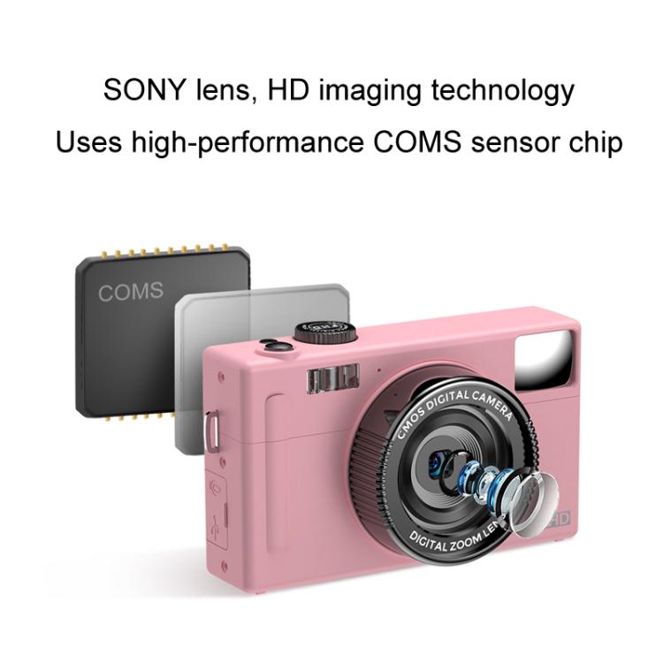 AMKOV CD-R1 24MP HD Pixel Shooting Student Camera 1080P Video Recording CCD Photo Video HD Camera(Pink)