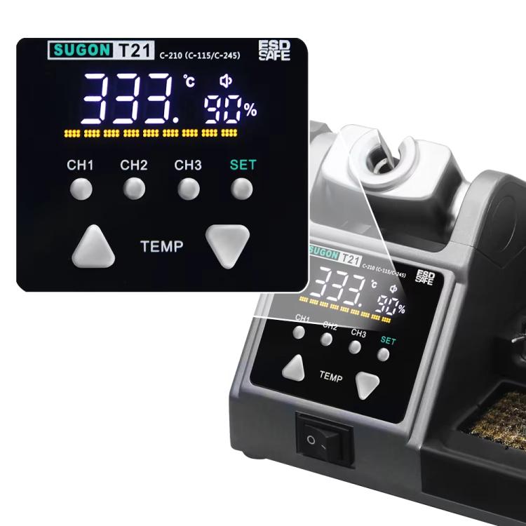SUGON T21 Constant Temperature Soldering Station 120W High Power Soldering Iron With I/IS/K Tip Nozzle, Spec: 245 Handle(EU Plug)