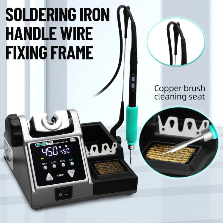 SUGON T21 Constant Temperature Soldering Station 120W High Power Soldering Iron With I/IS/K Tip Nozzle, Spec: 115 Handle(US Plug)