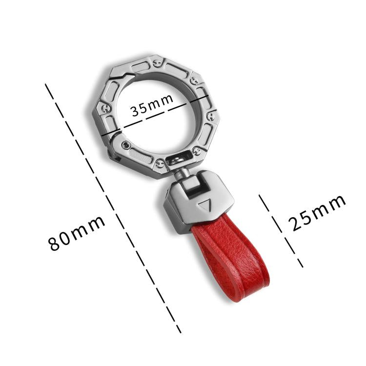Hallmo Business Zinc Alloy Top-Layer Cowhide Key Chain Car Key Anti-Lost Pendant(Blue)