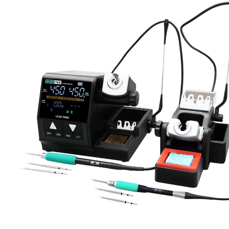 SUGON T60+TJ8+210/115 Handle+I/K/IS Tips x 6 Precision Soldering Station Soldering Iron Set Cell Phone Repair Soldering Tool(US Plug)