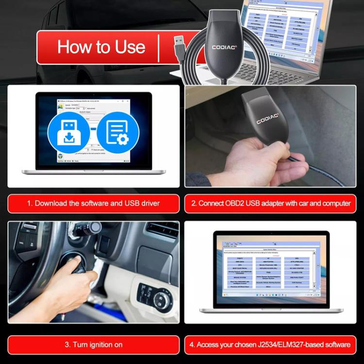 GODIAG GD101 J2534 Passthru Diagnostic Cable For Ford / Mazda / Honda / Toyota