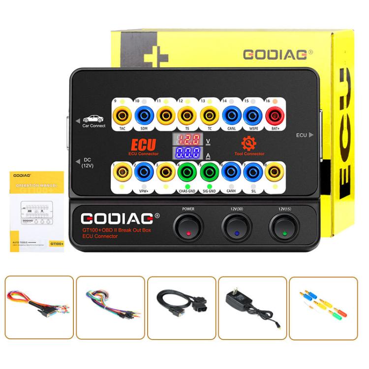GODIAG GT100+ OBDII Breakout Box Diagnostic Port Tester ECU Bench Connector, UK Plug, UK Plug