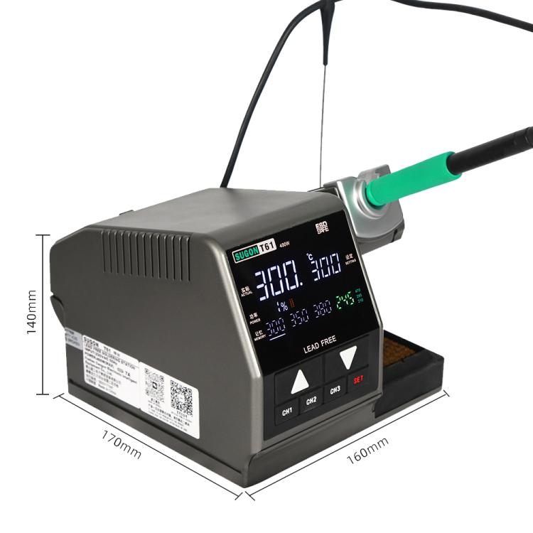 SUGON T61+T245 Handle+470 Tips x 3 Precision Soldering Station 400W High Power Soldering Iron(US Plug)