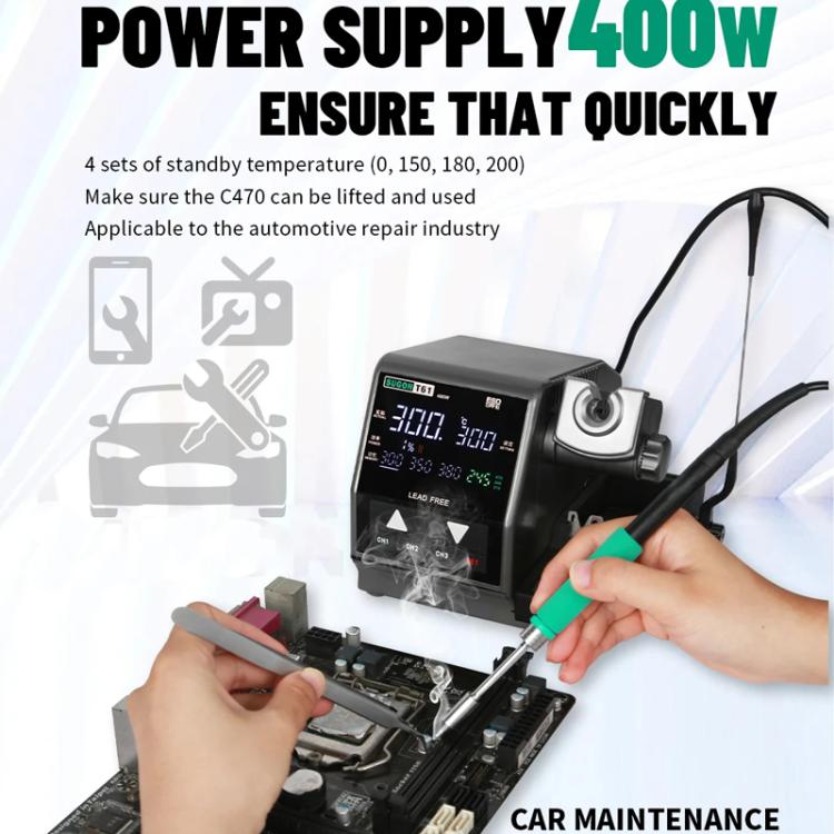 SUGON T61+T245 Handle+470 Tips x 3 Precision Soldering Station 400W High Power Soldering Iron(EU Plug)