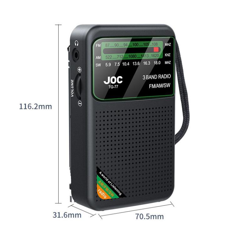 JOC TG-77 Mini FM / AM / SW Portable Full-Band Full-Channel Radio(Black)